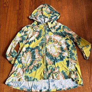 LOGO by Lori Goldstein Multicolor Tie-Dye Hooded Sweatshirt